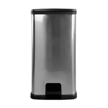 Mainstays 13.2 Gallon Trash Can. Plastic Rectangular Step Kitchen Trash Can, Silver - Product image 1