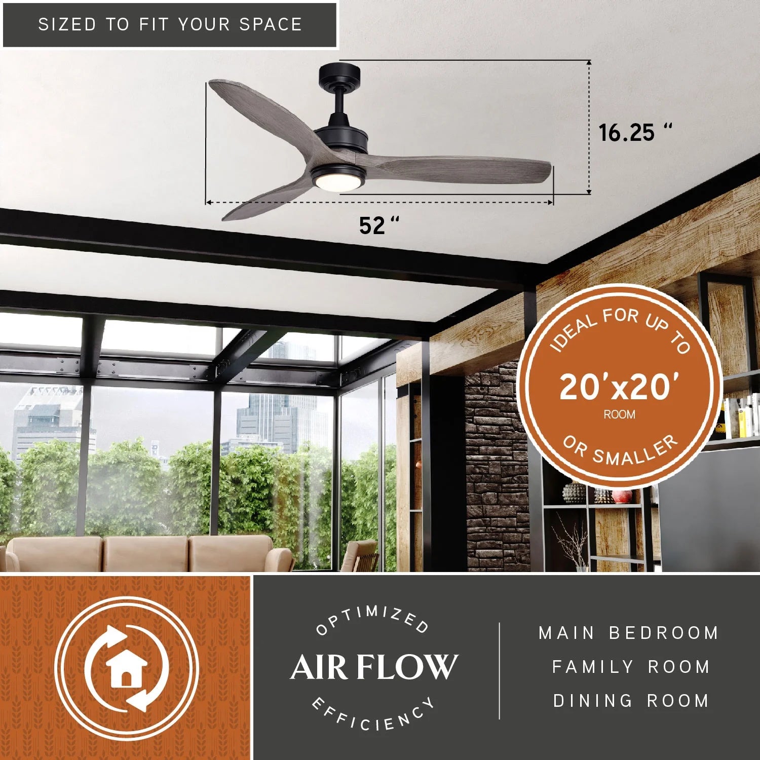 Vaxcel Curtiss Satin Brass Mid - Century Modern MCM Wood Propeller Ceiling Fan with LED Light Kit and - Product image 22