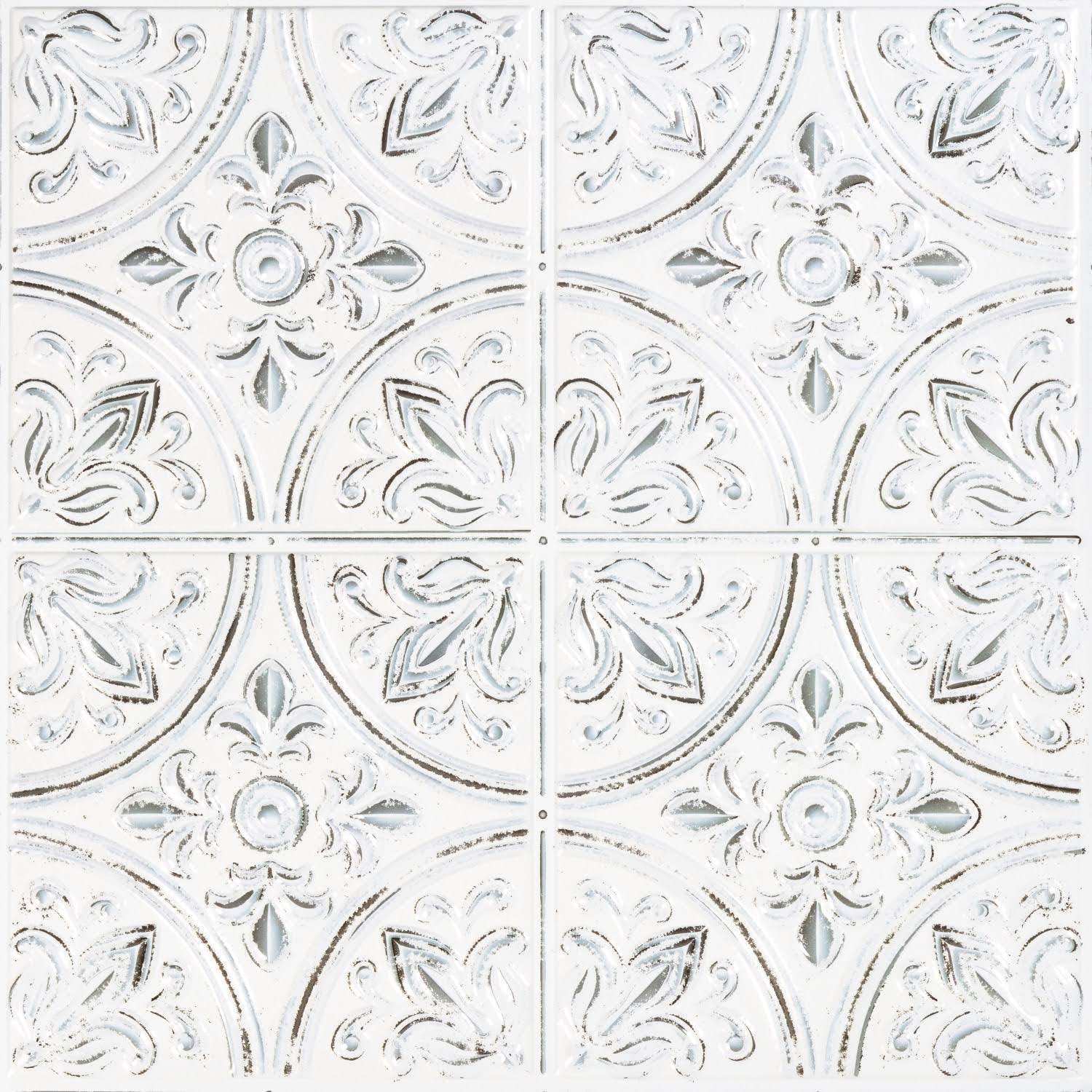 RoomMates Peel and Stick Tile Backsplash White Tin - Product image 1