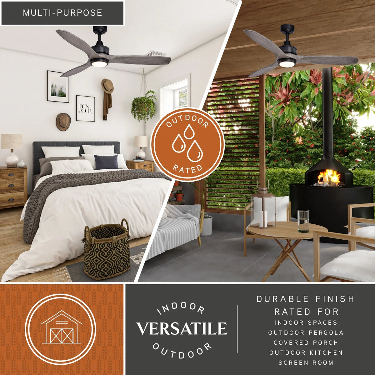 Vaxcel Curtiss Satin Brass Mid - Century Modern MCM Wood Propeller Ceiling Fan with LED Light Kit and - Product image 23
