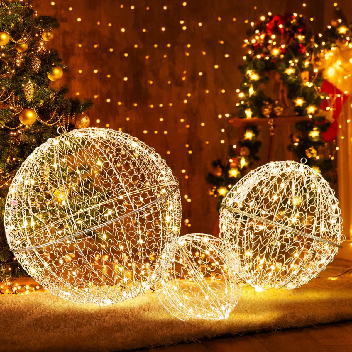 Tangkula 3 Pack Christmas LED Light Balls for Tree - Product image 2