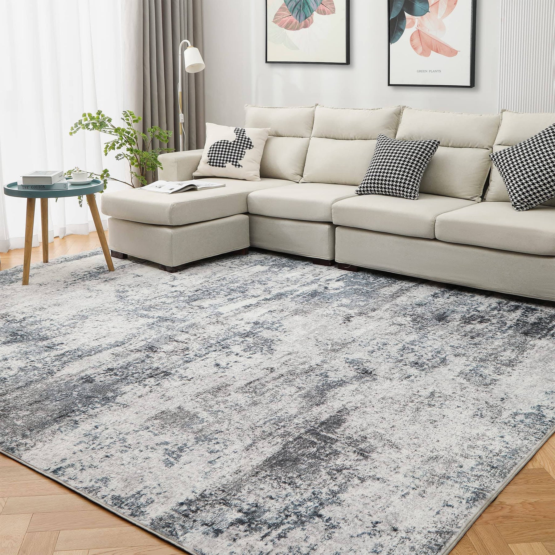 Macro Sen Area Rug Living Room Rugs: 3x5 Indoor Abstract Soft Fluffy Pile Large Carpet with Low Shaggy for - Product image 1