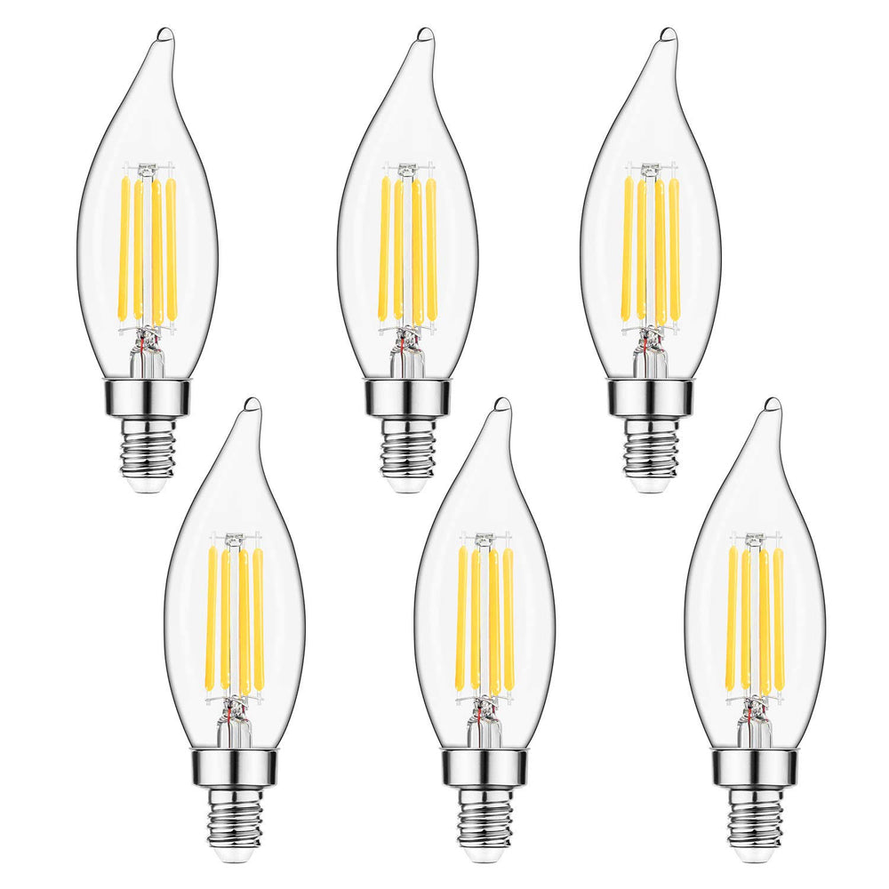 Sigalux Kawer E12 Candelabra LED Bulbs Dimmable 60W Equivalent LED Chandelier Light Bulbs 4.5W Soft White 2700K 500lm B10 Flame Tip Vintage LED Filament Candle