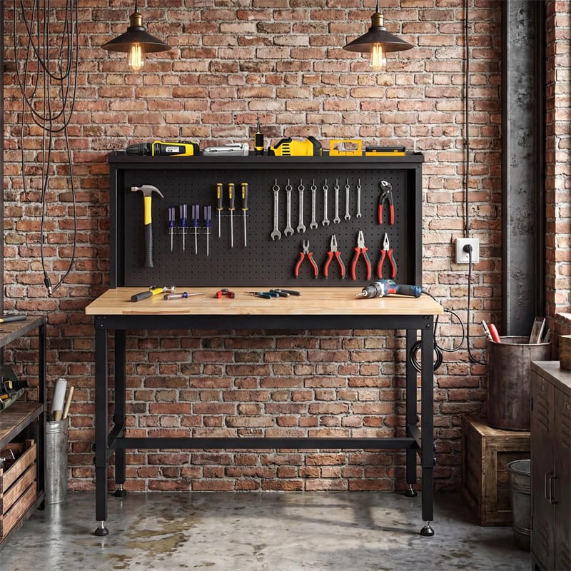 48" Heavy-Duty Workbench with AC/USB Outlets & Pegboard, 2000 LBS Max Load - Product image 3