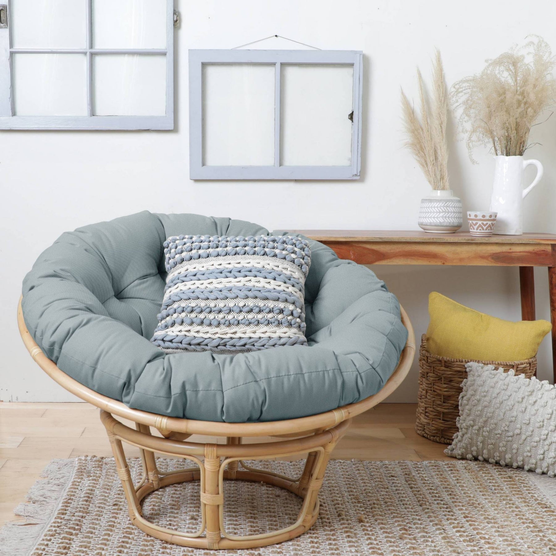 48" x 48" x 4" Papasan Outdoor Chair Cushion Silver - Sorra Home - Product image 1