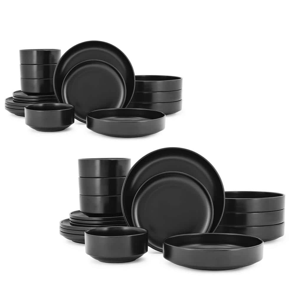Home Decorators Collection Chastain Solid 32-Piece Matte Black Stoneware Dinnerware Set (Service for 8) - Product image 1