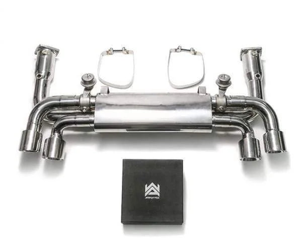 ARMYTRIX Stainless Steel Sport High-Flow Valvetronic Exhaust System Quad Chrome Silver Tips Porsche 991.2 Carrera 17-18