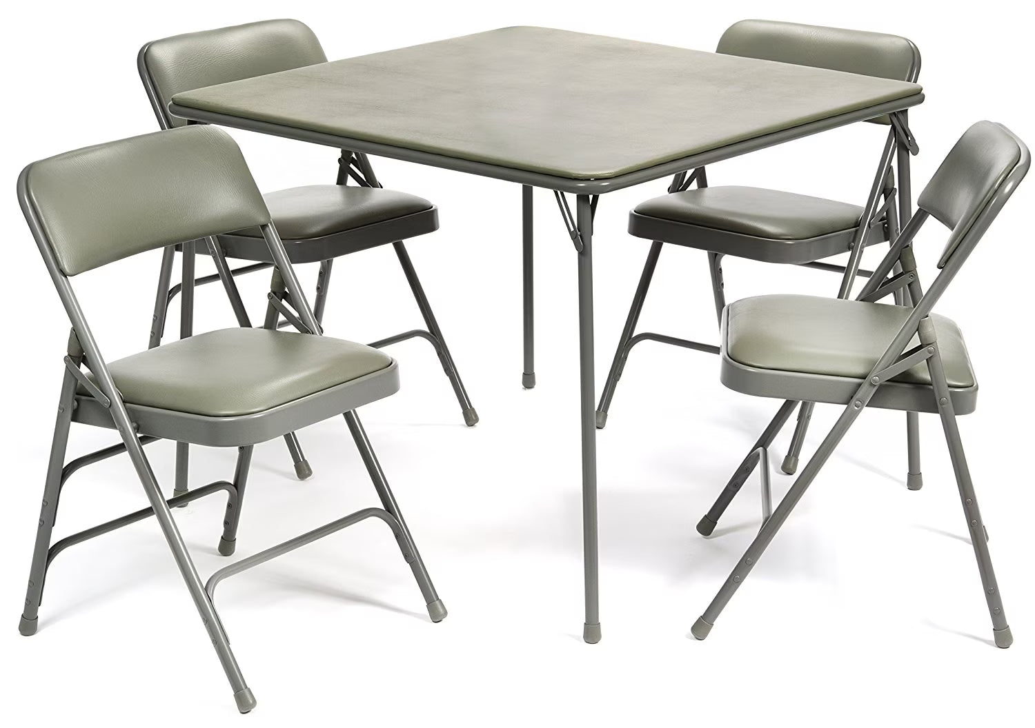 5pc. XL Series Folding Card Table and Triple Braced Vinyl Padded Chair Set, Commercial Quality, Grey - Product image 1