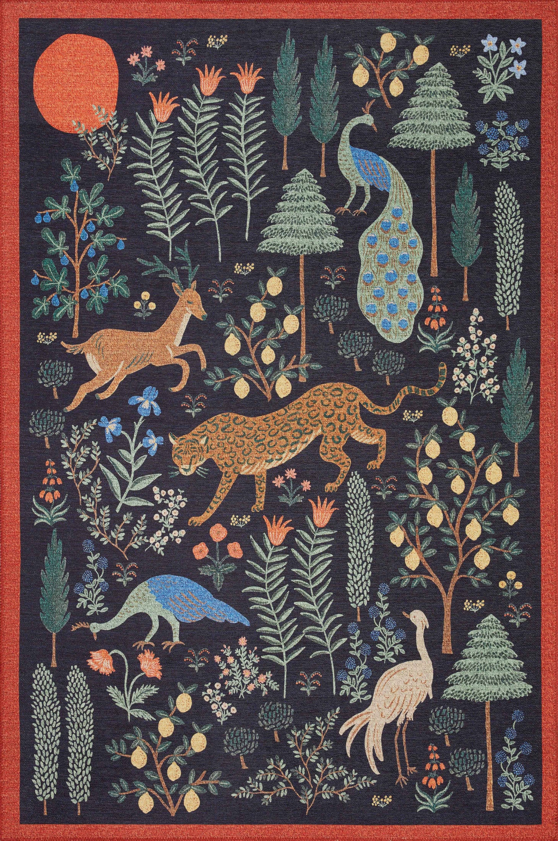 Loloi Rifle Paper Menagerie MEN-01 Rug, Black / 18" x 18" Sample - Product image 1