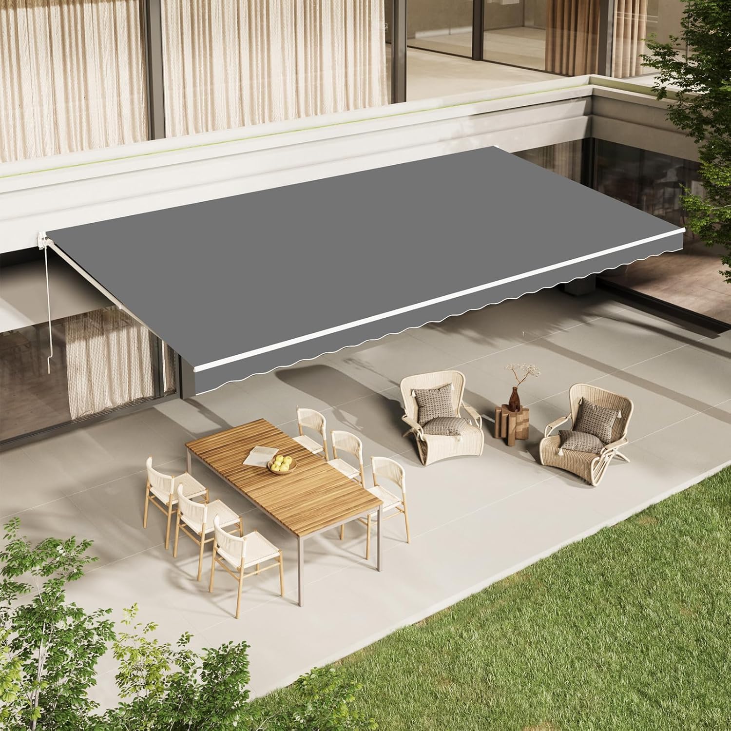 AECOJOY 12'x10' Manual Retractable Awning Sun Shade, Patio Awning Canopy - Product image 10