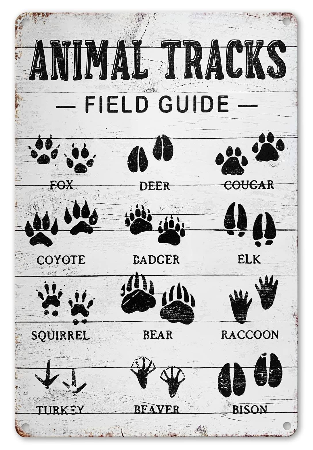 CrazySign Animal Tracks Field Guide Sign Log Cabin Wall Decor, Forest Hunting Decor - Product image 1