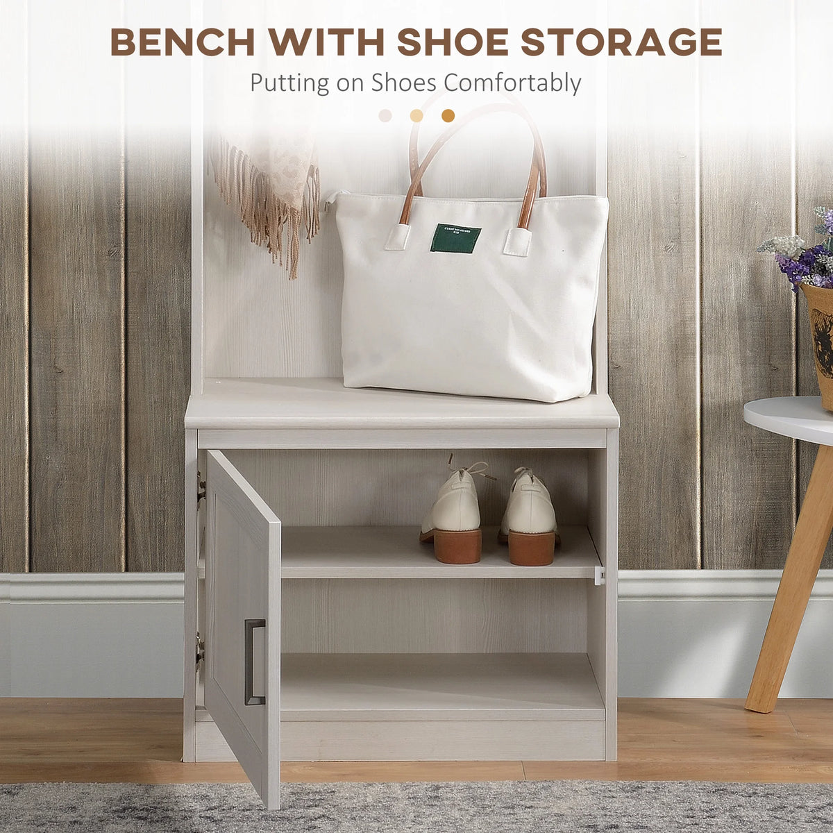 HOMCOM Rustic Hall Tree with Shoe Storage Bench, Entryway Bench with Coat Rack - Product image 7