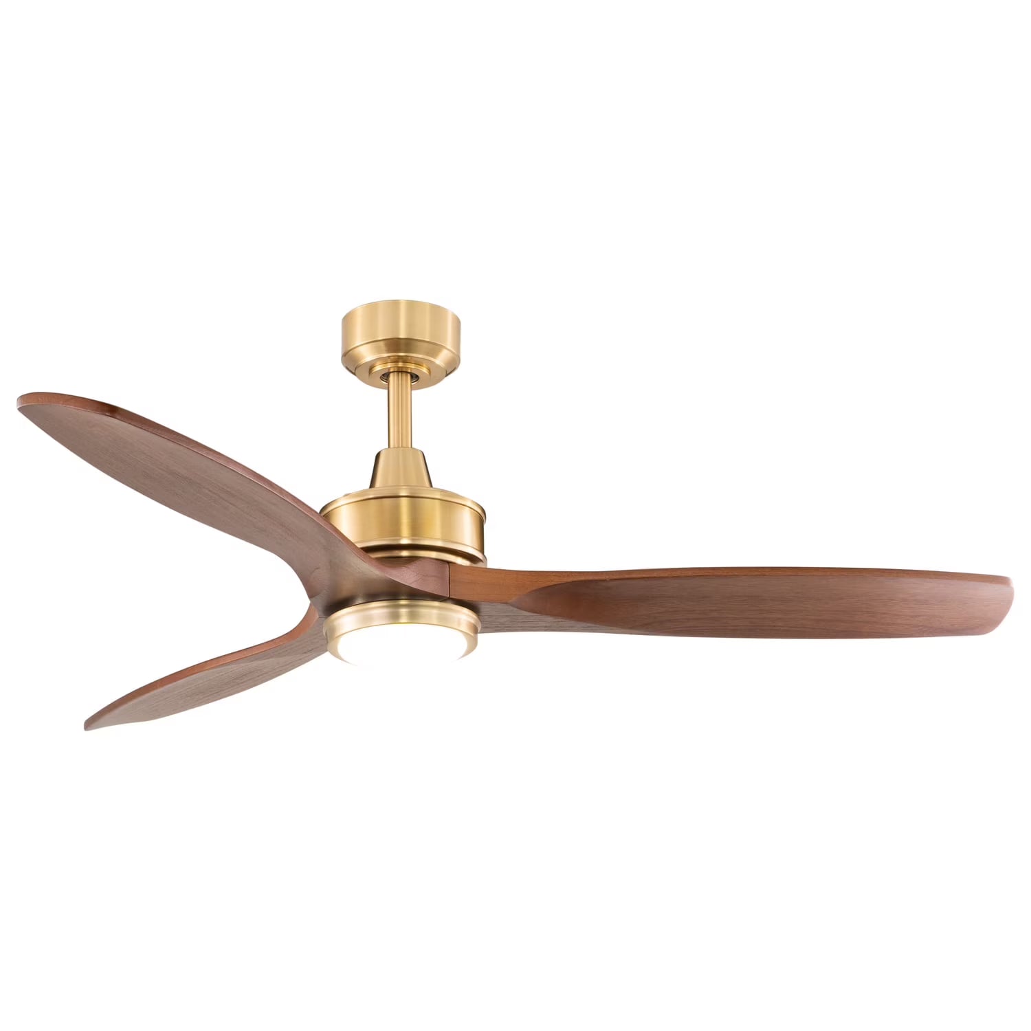 Vaxcel Curtiss Satin Brass Mid - Century Modern MCM Wood Propeller Ceiling Fan with LED Light Kit and - Product image 1