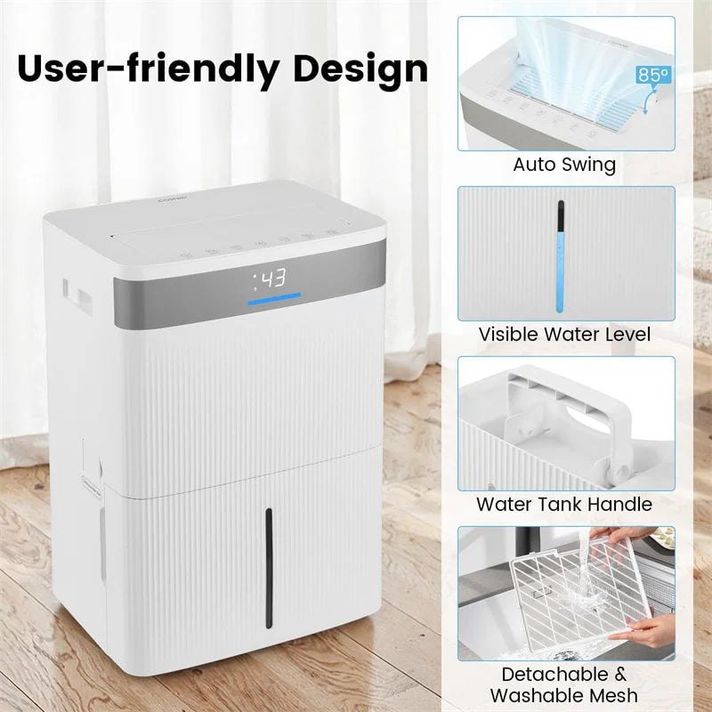 5500 Sq.Ft 96 Pint Dehumidifier for Basement, Portable Home Dehumidifier with Drain Hose, Auto Defrost - Product image 8