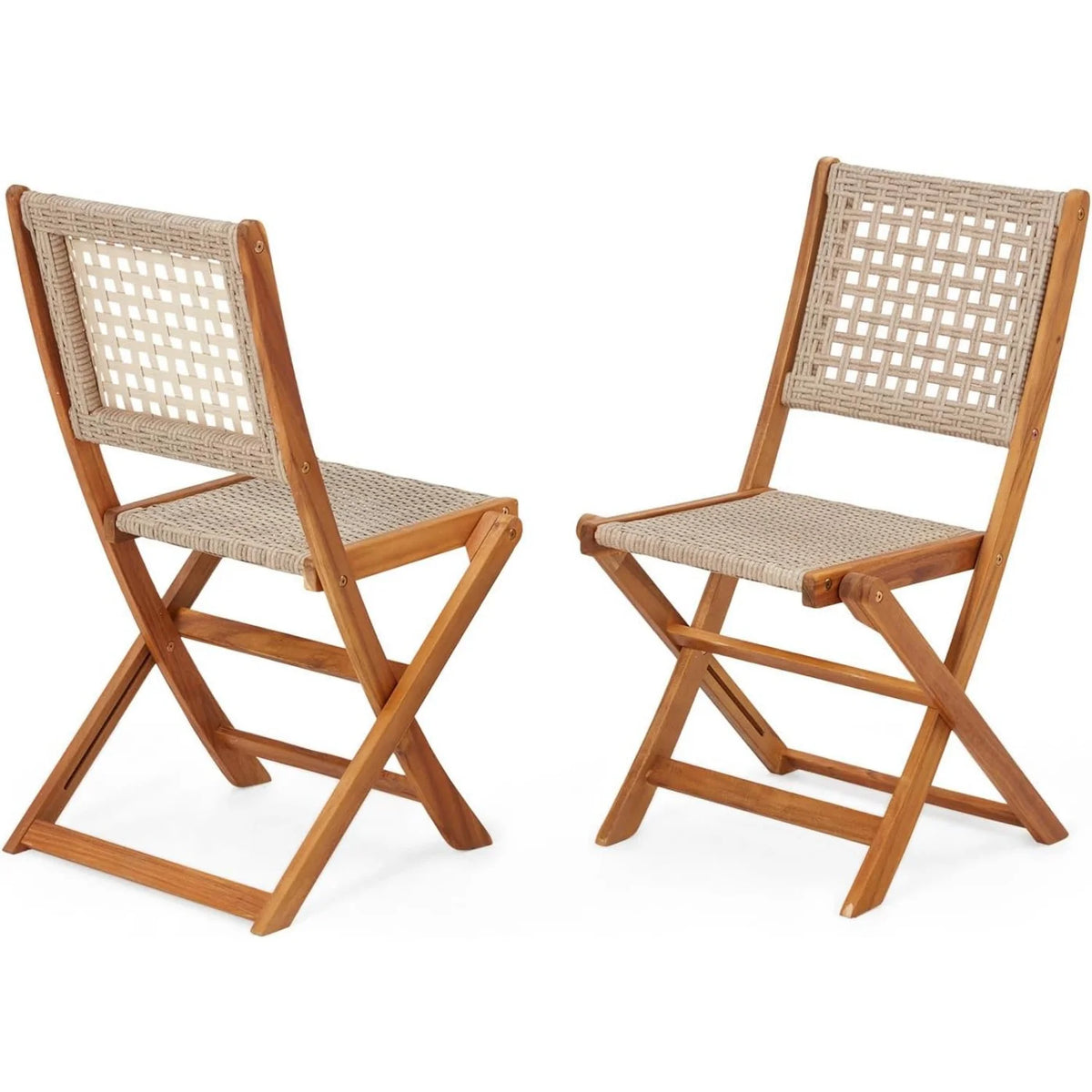 AECOJOY Outdoor Folding Chairs Set of 2, Wooden Patio Dining Chairs with High Back - Product image 6