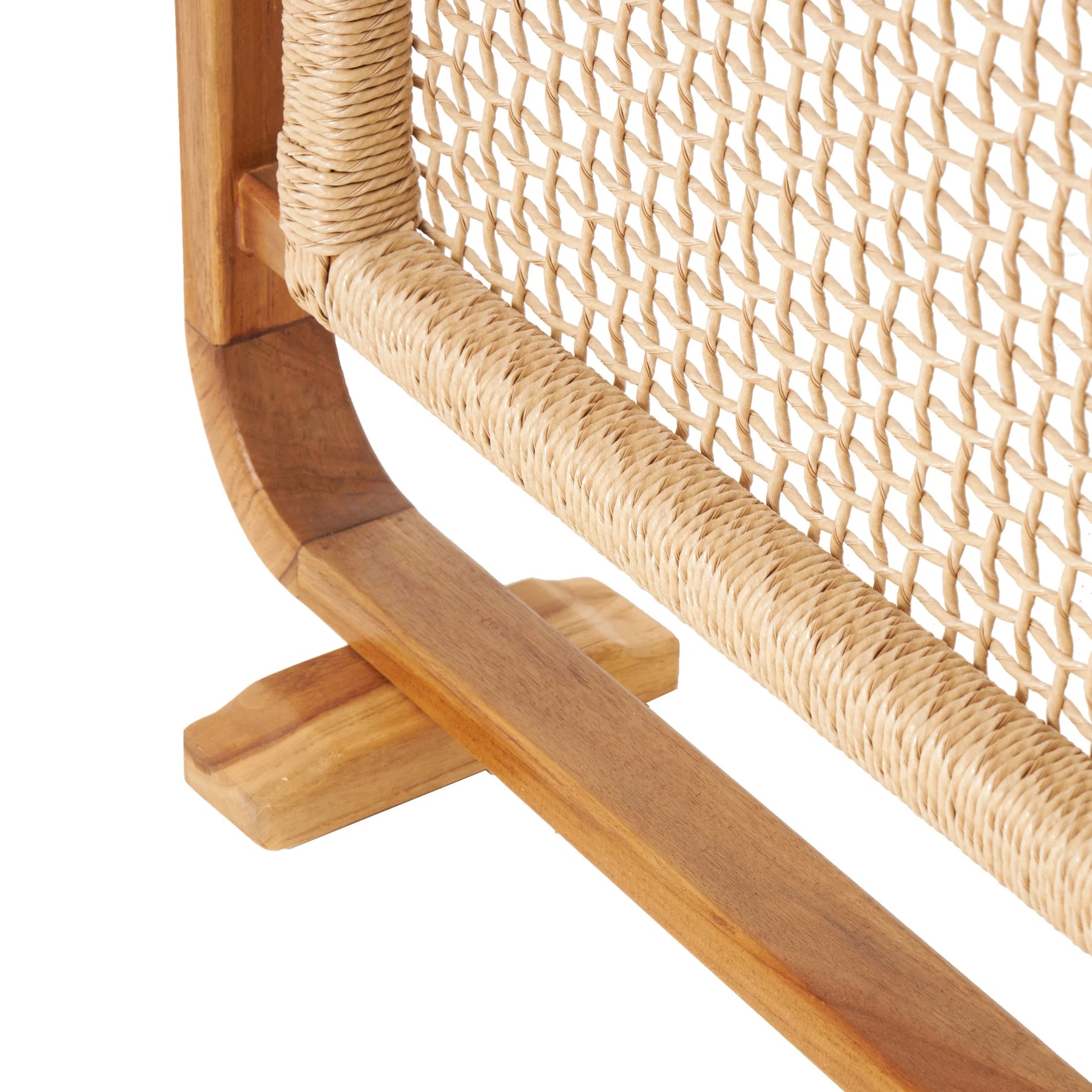 Decmode 79" x 70" Brown Teak Wood Handmade Foldable Partition 4 Panel Room Divider Screen with Woven Rattan - Product image 4
