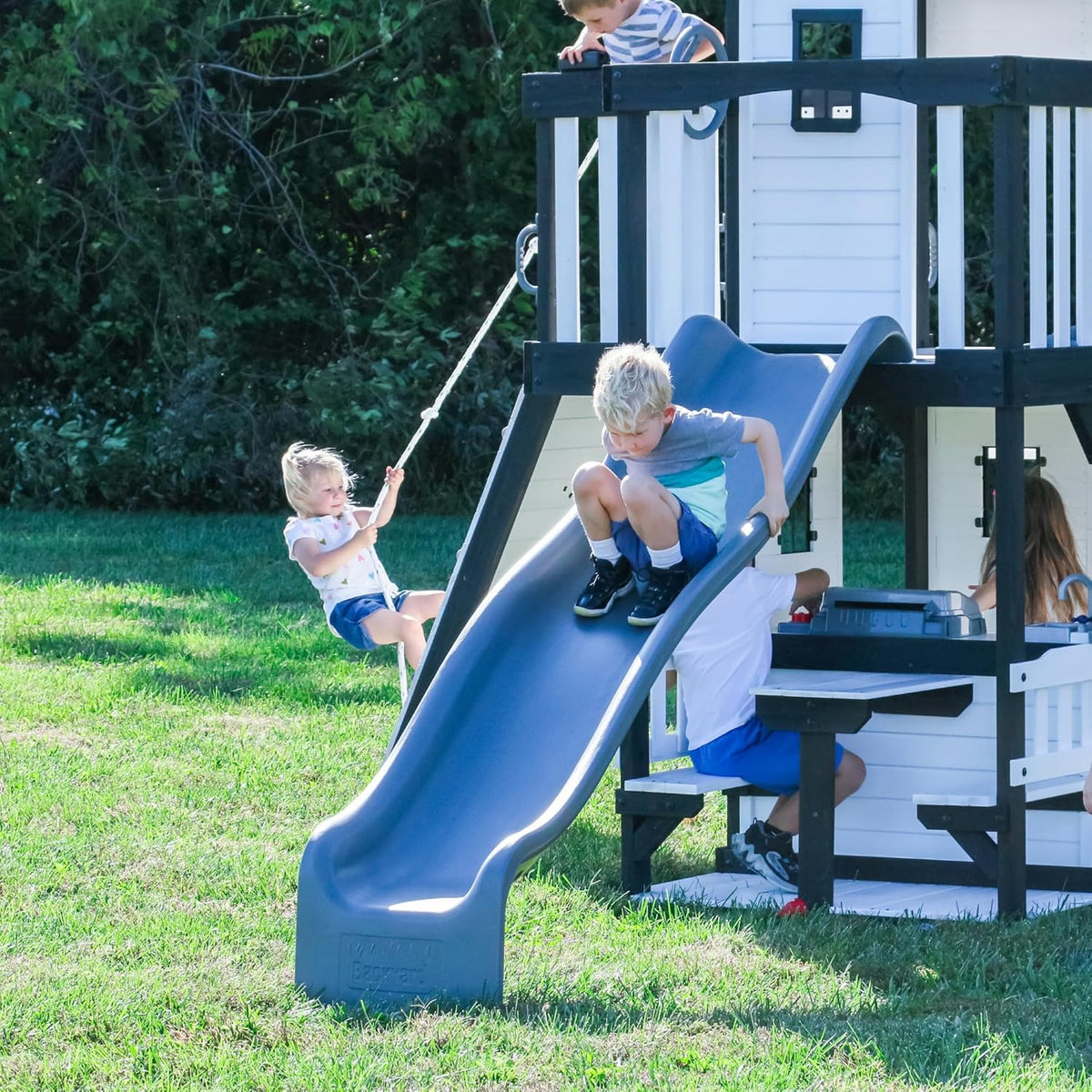 Backyard Discovery Canyon Creek Cedar Wood Swing Set with Wave Slide. Clubhouse. Play Kitchen - Product image 20