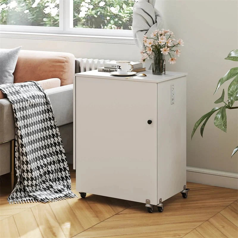 Folding Sewing Table with Charging Station, Rolling Craft Table w/ 3 Storage Trays & Shelf - Product image 27
