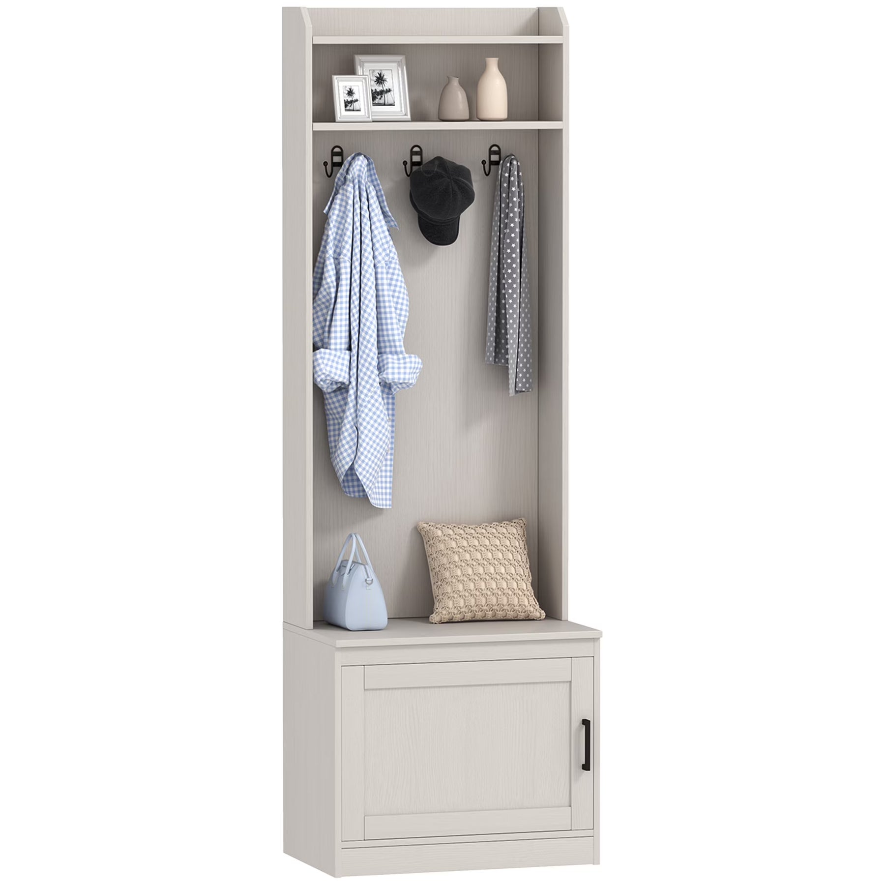 HOMCOM Rustic Hall Tree with Shoe Storage Bench, Entryway Bench with Coat Rack - Product image 1