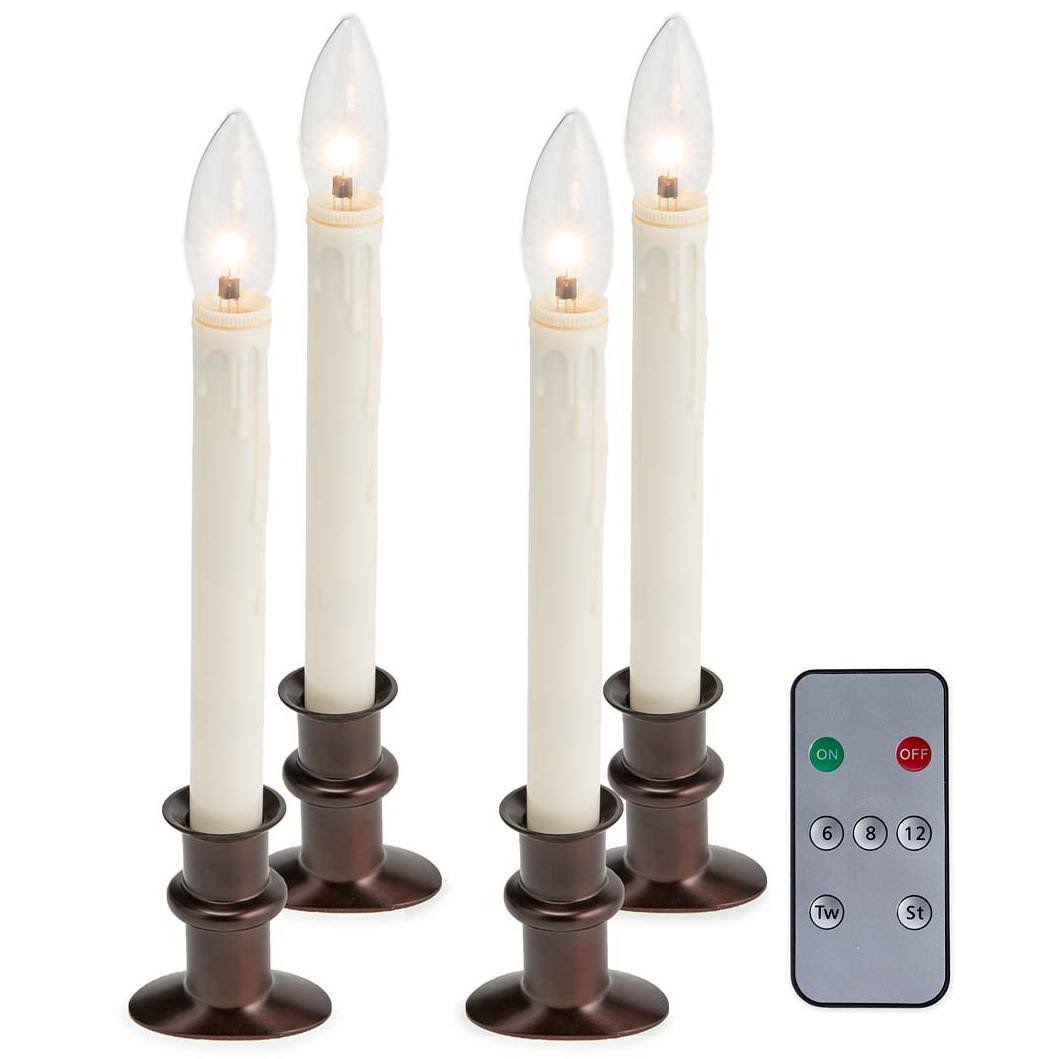 Plow & Hearth Adjustable Window Hugger Candles, Set of 4 with Remote - Product image 1