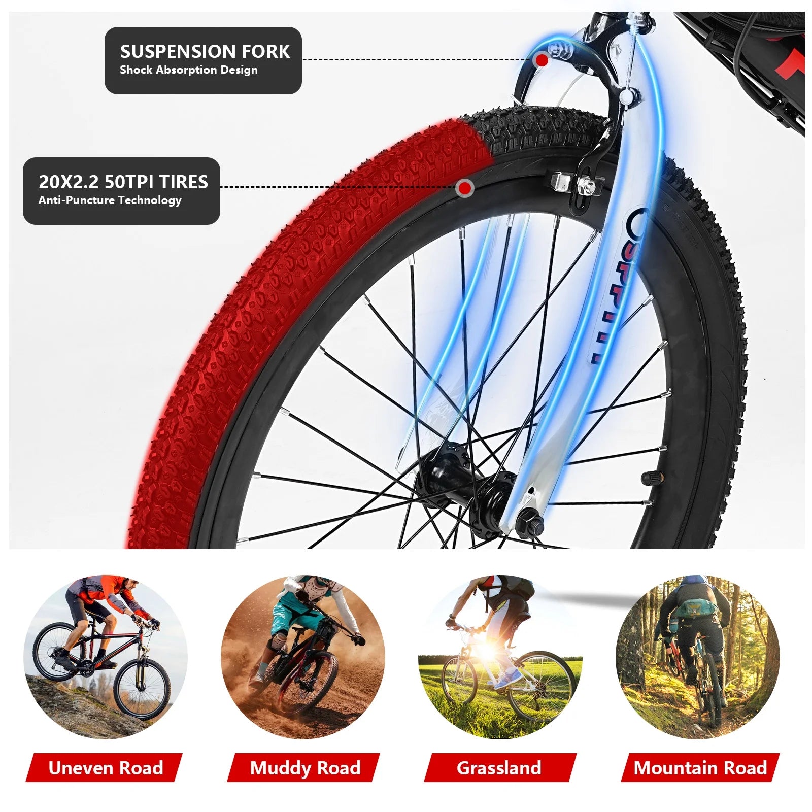 SPPTTY 20 - 24 in Bike, 6 - Speed Mountain Bike for Men Women Boys Girls, Comfort Saddle, Blue - Product image 33