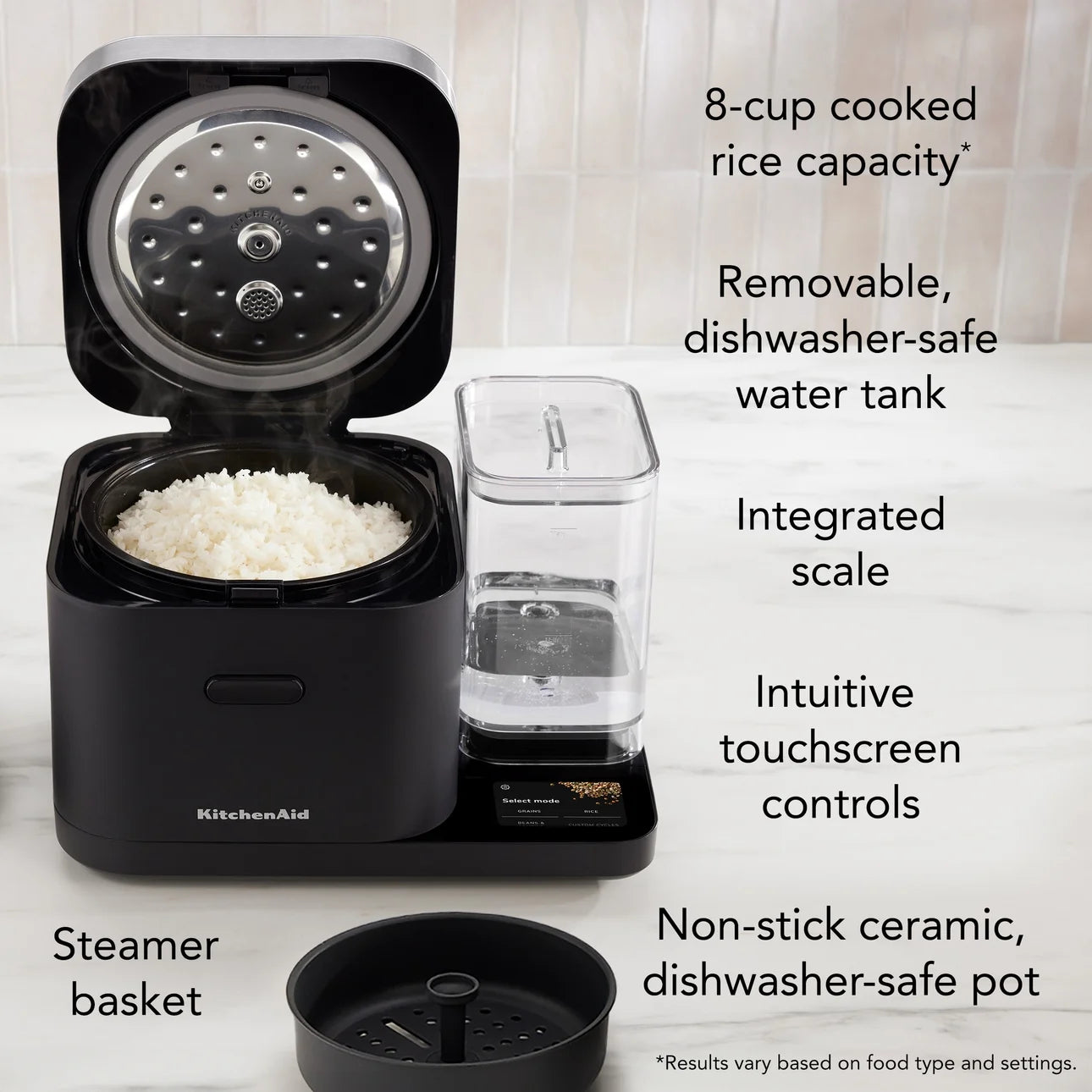 Kitchenaid Grain and Rice Cooker 8 Cup with Automatically Sensing Integrated Scale + Water Tank, KGC3155BM - Product image 6